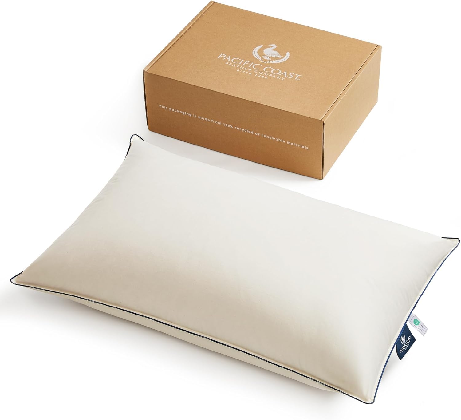 Luxury Down Bed Pillow Medium Support Cotton Cover King Size