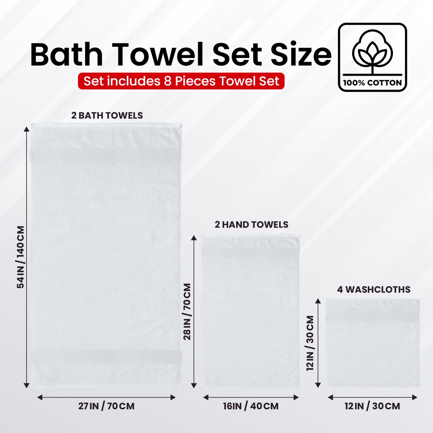 Cotton Hand Towel Set Soft Absorbent Quick Dry Bathroom