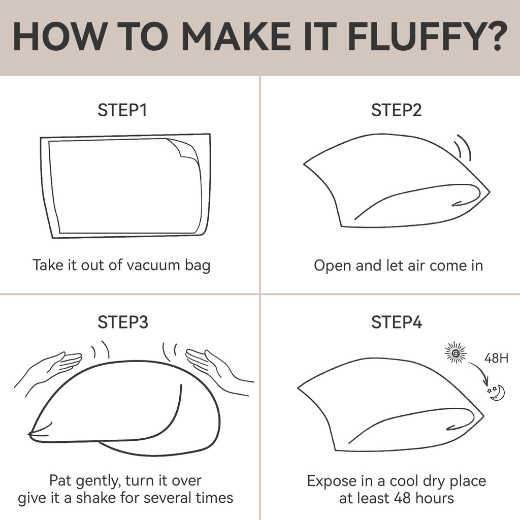 Goose Feather Down Pillows Soft Breathable Cotton Cover Set