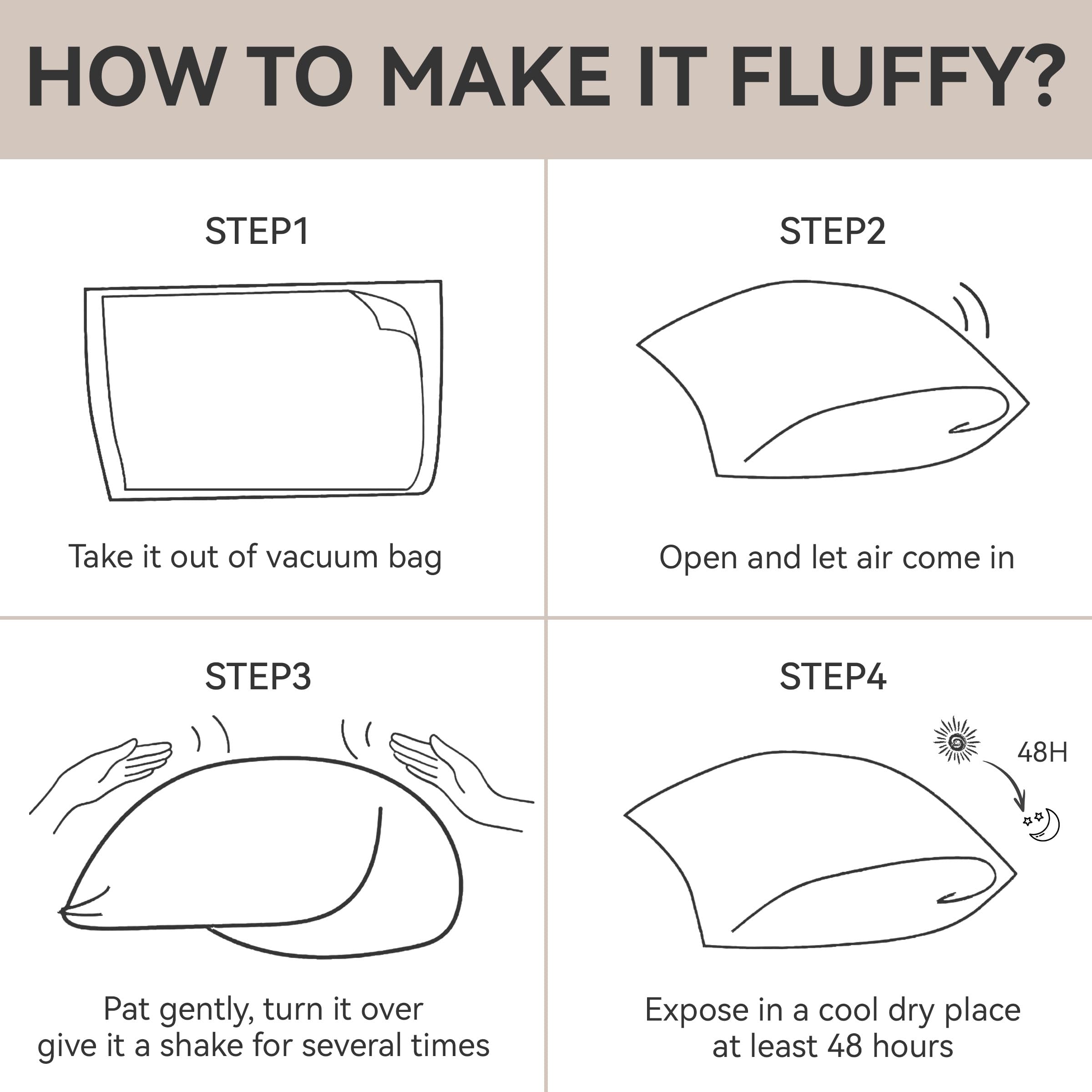 Goose Feather Down Pillows Soft Breathable Cotton Cover Set