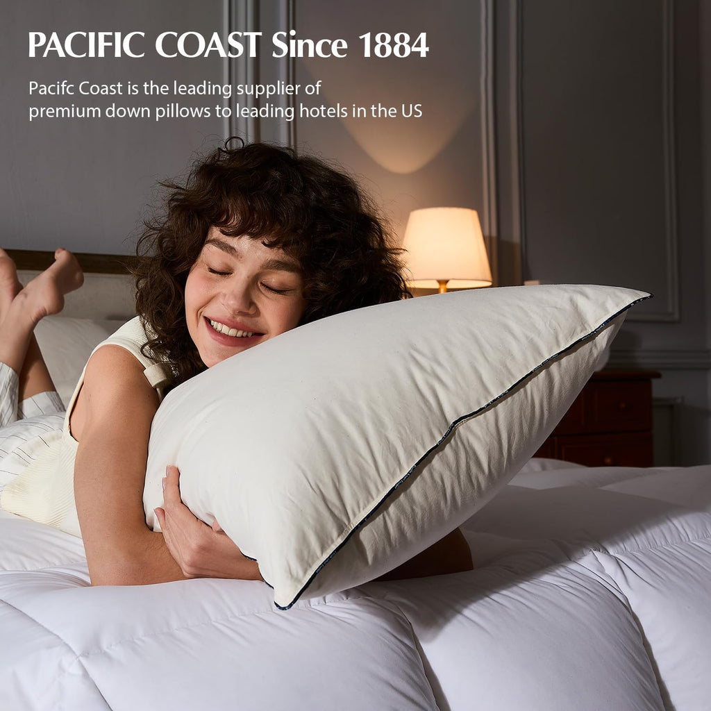 Luxury Down Bed Pillow Medium Support Cotton Cover King Size