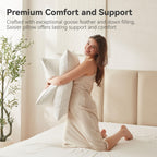 Goose Feather Down Pillows Soft Breathable Cotton Cover Set