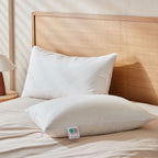 Goose Feather Down Pillows Soft Breathable Cotton Cover Set