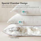 Goose Feather Down Pillows Soft Breathable Cotton Cover Set