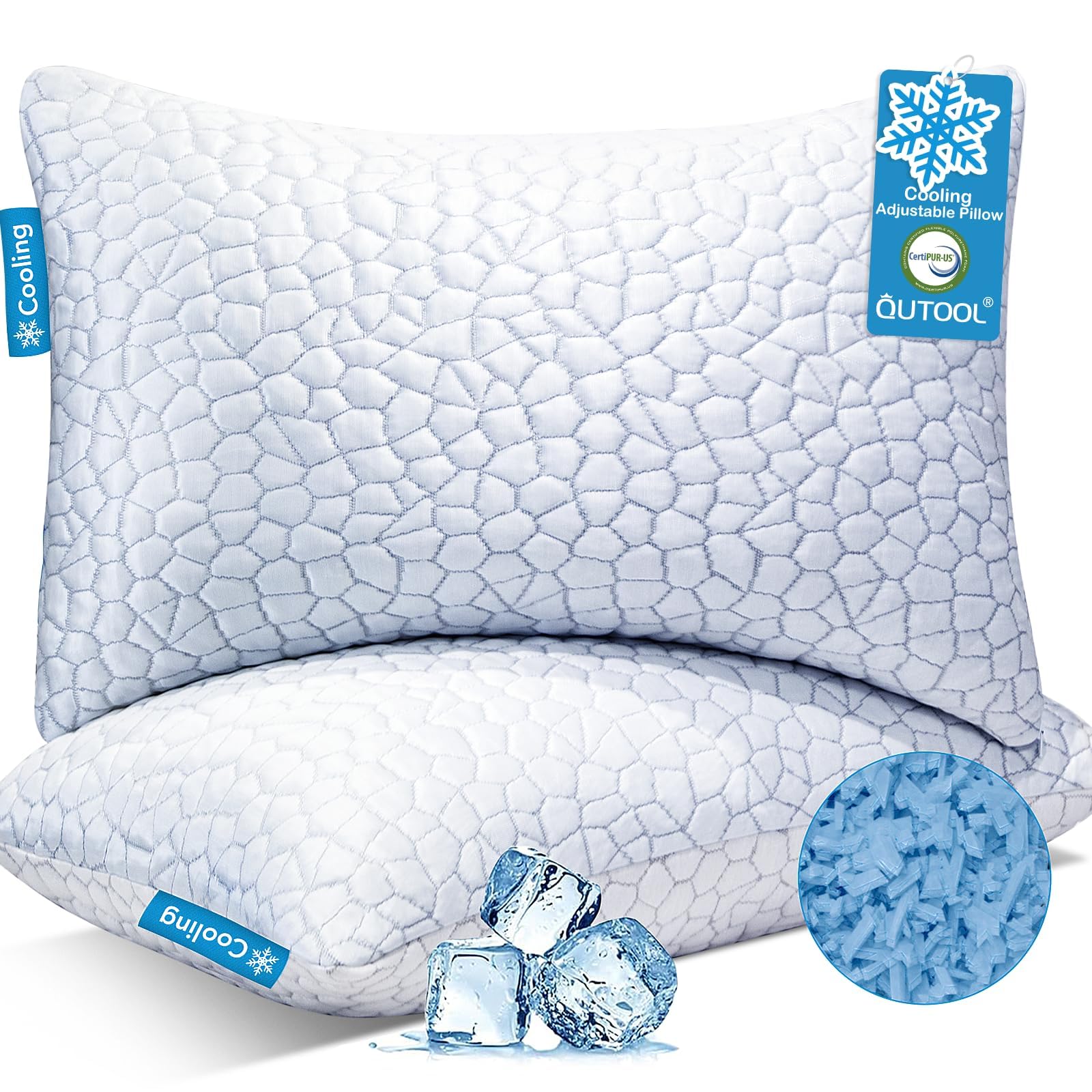 Cooling Shredded Memory Foam Pillow Breathable Sleep Support